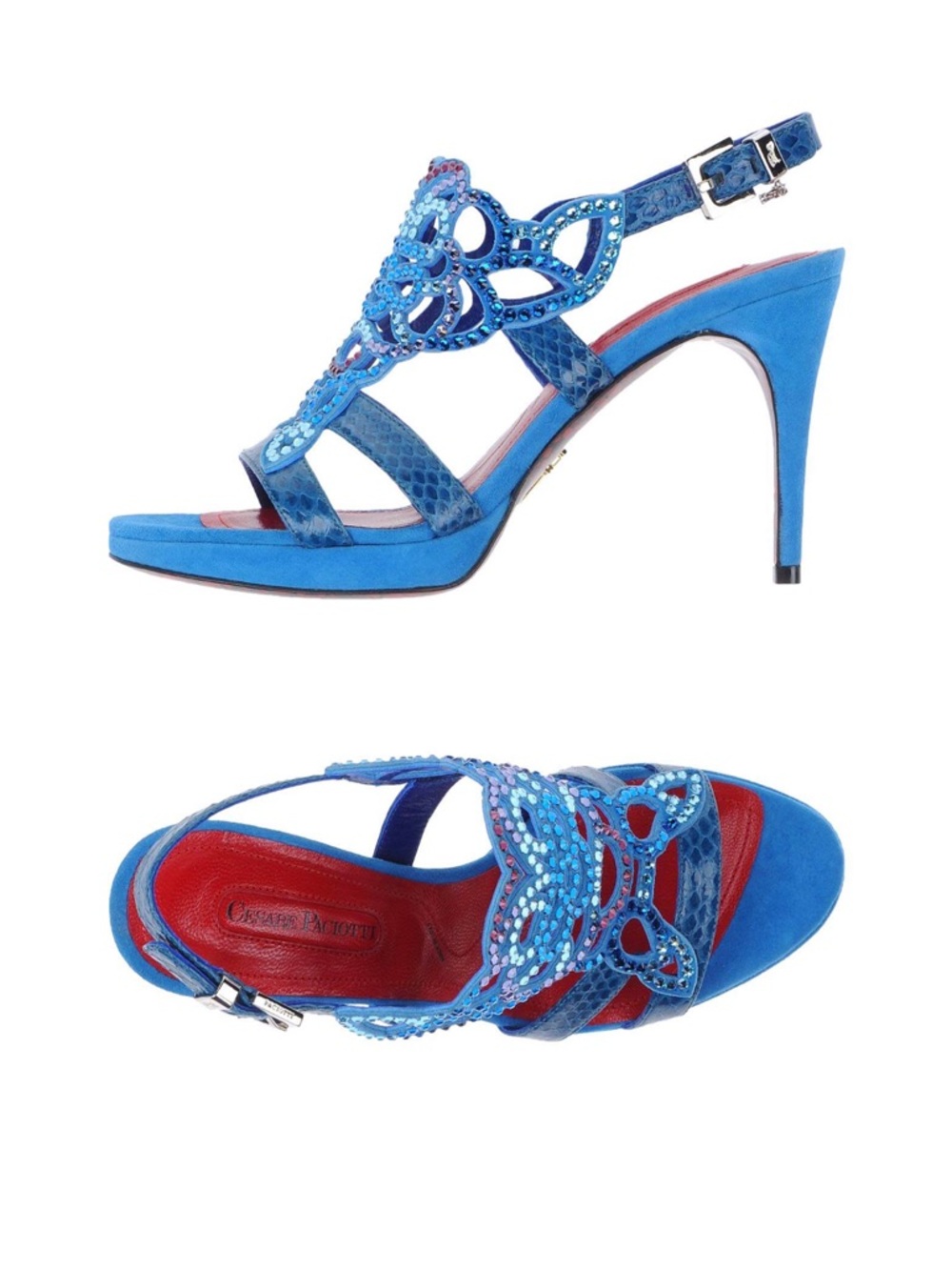 Cesare Paciotti Blue Leather Suede Sandals Sz 6.5
